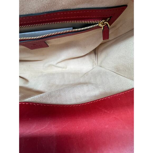 Gucci  Nappa Bamboo Web Medium Nymphaea Top Handle Bag Hibiscus Red*w/COA - Picture 16 of 16